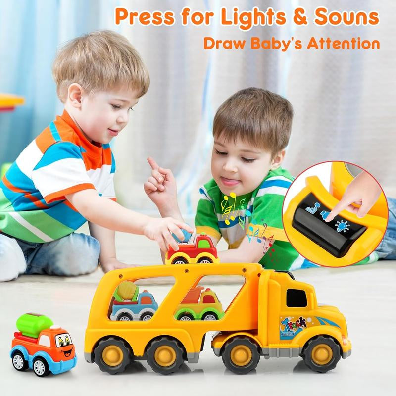 Nicmore 5-1 Construction Truck Toys Car: Cartoon Toy Cars for Kid 5 in 1 Carrier | Boys Girls Christmas Birthday Party Gifts