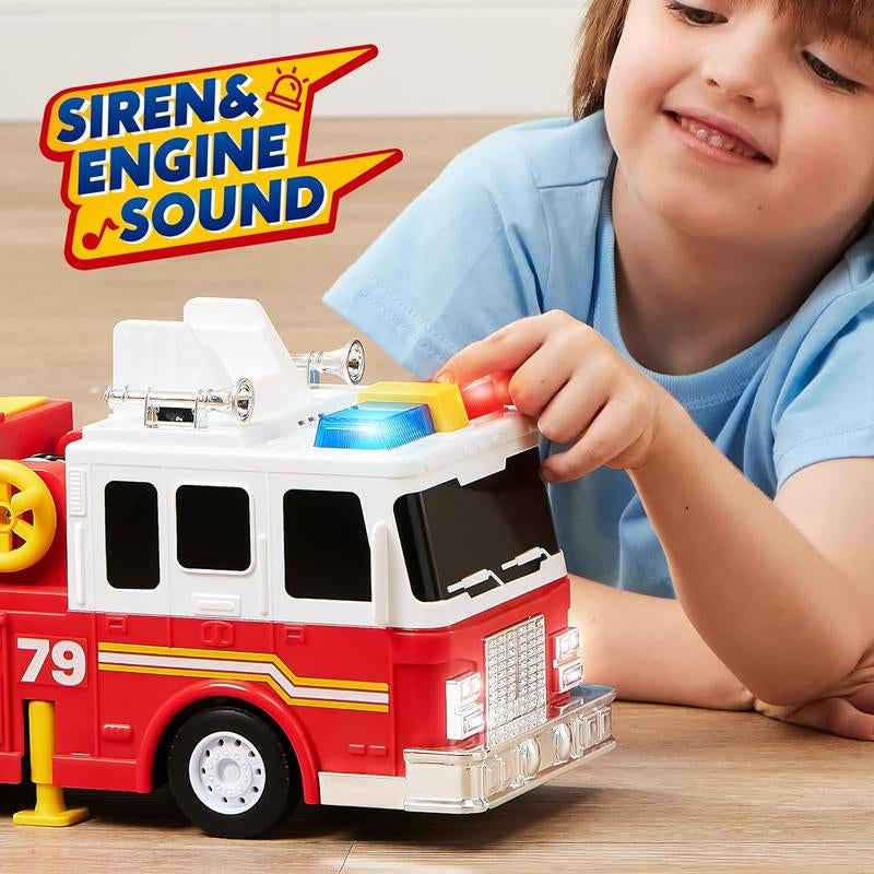 2025 Toys for Kids Extra Large Fire Truck Toys with 33-Inch Ladder Lights, Sirens, and Realistic Features Perfect for Boys & Girls Birthday Gifts for Kids Kids Outdoor Play Tiktokshopbacktoschool
