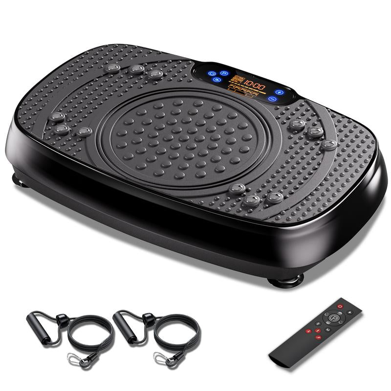 Tisscare Vibration Plate Gym, 300 Lbs, Lymphatic Drainage Machine, Full Body Workout for an Efficient Home Workout, with 2 Fitness Resistance Bands, Exercise Machine for Whole Body Fitness and Recovery at Home, Ideal Gift