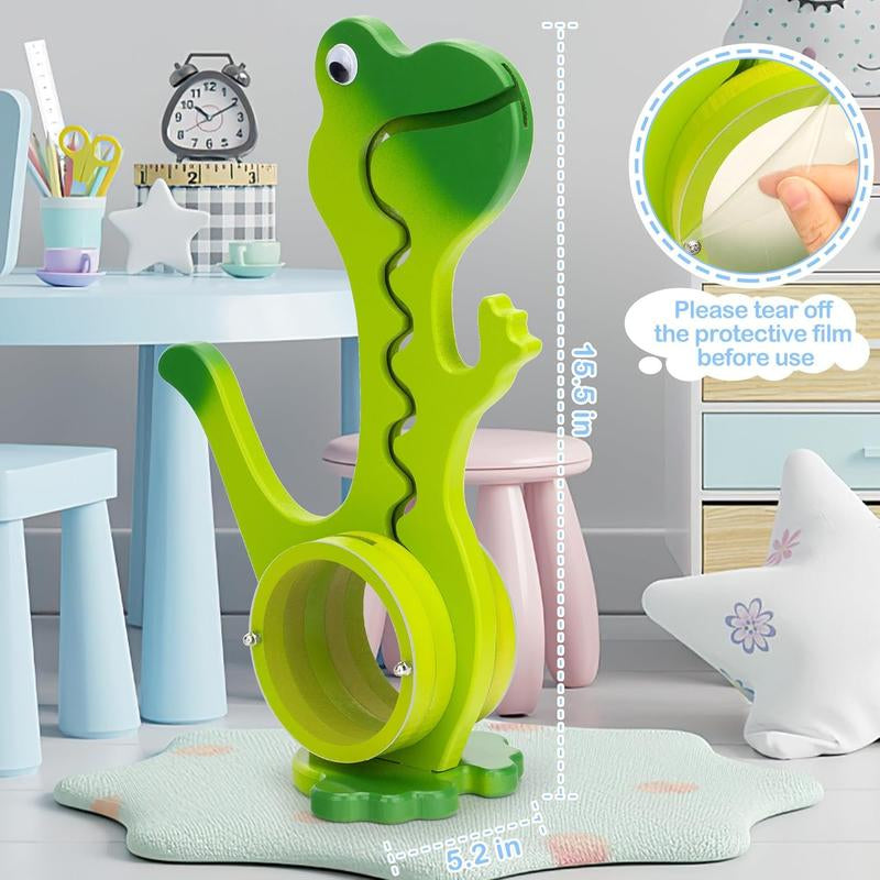 Wooden Dinosaur Piggy Bank Boalord for Boys Girls Clear Big Belly Coin Bank for Real Money Toydino-Green