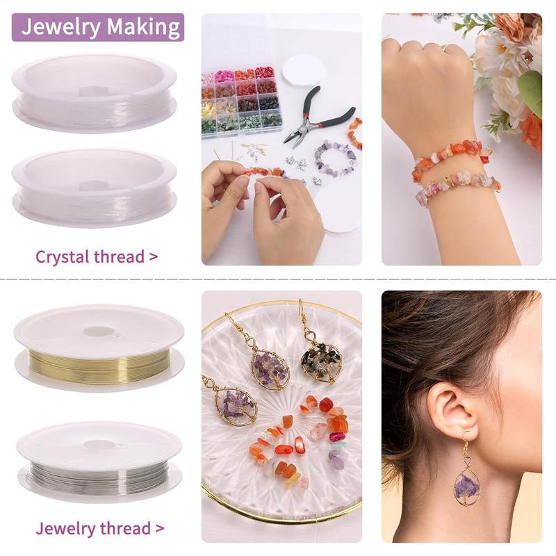 1800Pcs 56 Colors Crystal Beads, Ring Making Kit, Gemstone Chip Beads Irregular Natural Stone with Jewelry Making Supplies for DIY Craft Bracelet Necklace Earrings, Craft Gifts