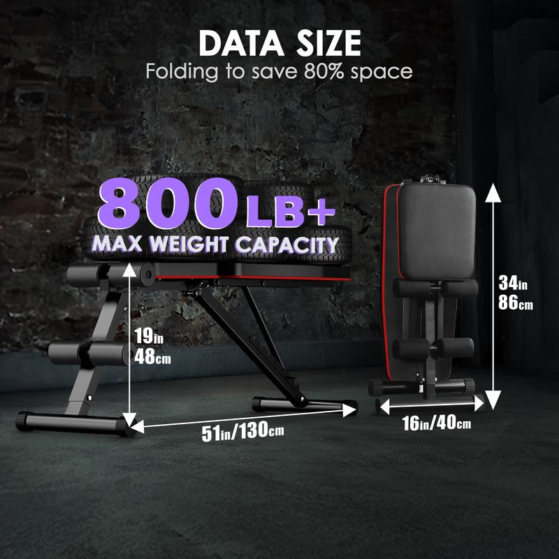YAGUD Weight Bench Press, Strength Training Adjustable Workout Benches for Full Body, Gym Benches for Incline Decline Exercise