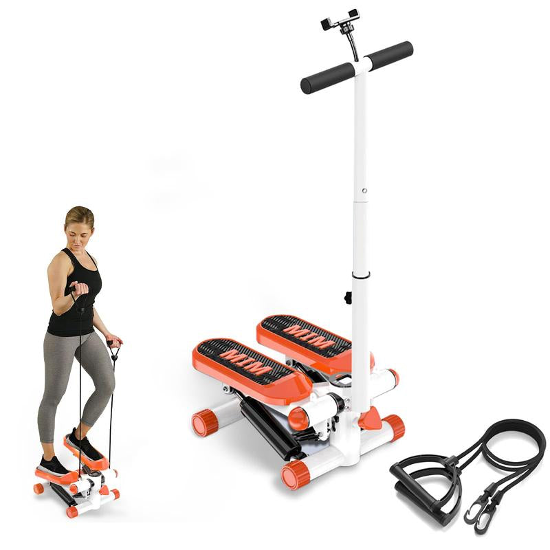 Mini Steppers for Exercise at Home, Mini Stair Stepper with Resistance Bands, with 330LBS Loading Capacity,With Handlebar, Full Body Cardio Equipment Strength Training Adjustable Height,Dual Hydraulic Drive Portable Beginner Friendly High Quality Machine