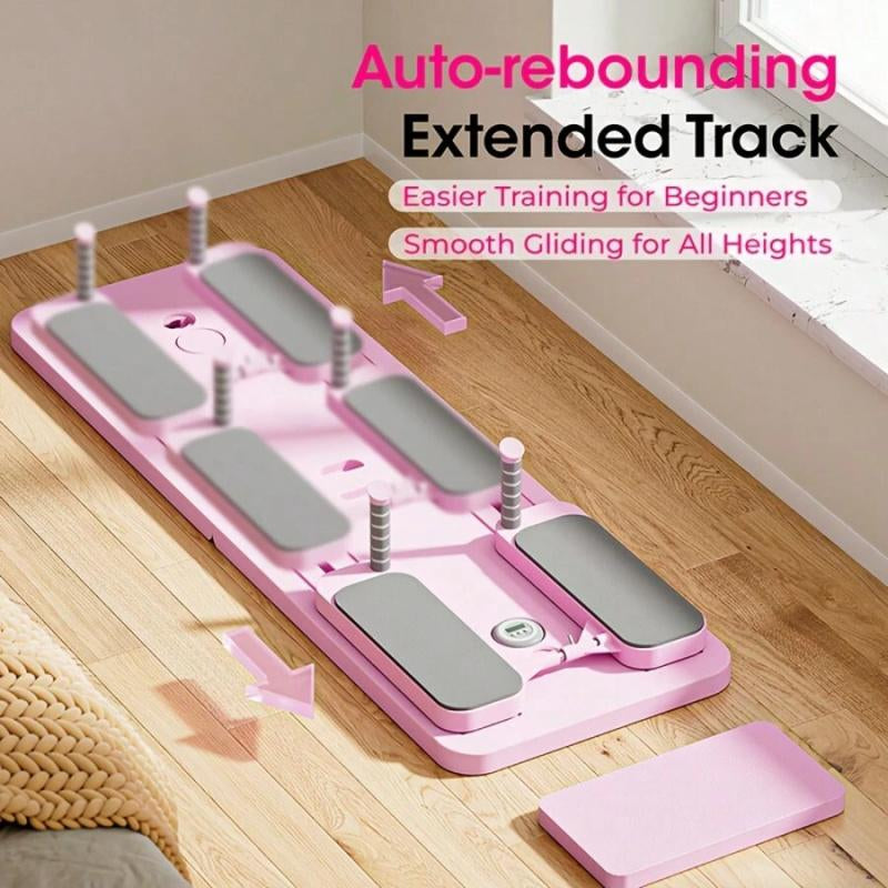 300 LBS Weight Capacity Multifunctional Fitness Board with Automatic Rebound, Core Training Ab Roller, Foldable Workout Machines - Full Body Workout Equipment, Home Pilates