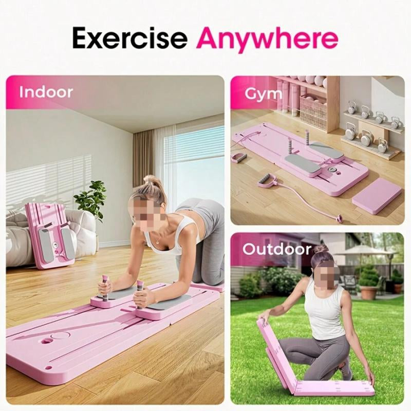 300 LBS Weight Capacity Multifunctional Fitness Board with Automatic Rebound, Core Training Ab Roller, Foldable Workout Machines - Full Body Workout Equipment, Home Pilates