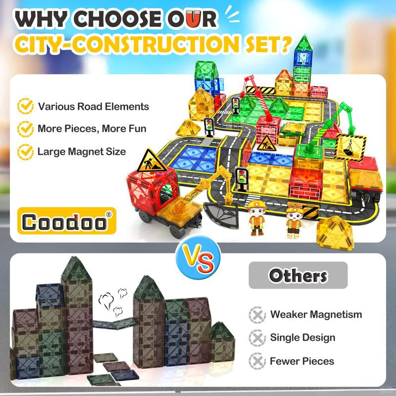 Magnetic Tiles 100PCS – City Roads Educational Building Toys Creative Learning Gift