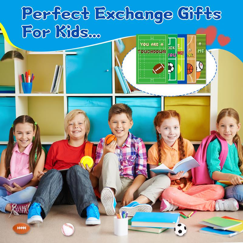 30Pcs Mini Sports Balls Set for Kids with Bag,Kids Valentines Cards for Classroom Exchange,Fun Indoor/Outdoor Toys Gift,Valentine Party Favor Toys 2025 Valentine Exchange Cards