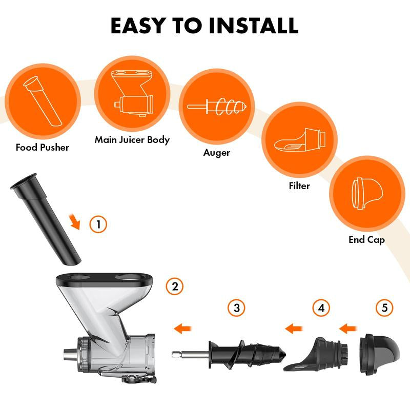 Masticating Juicer Attachment for Kitchenaid Stand Mixer, Cold Press Juicer Machine, Slow Masticating Juicer Attachment with Dual Feed Chute