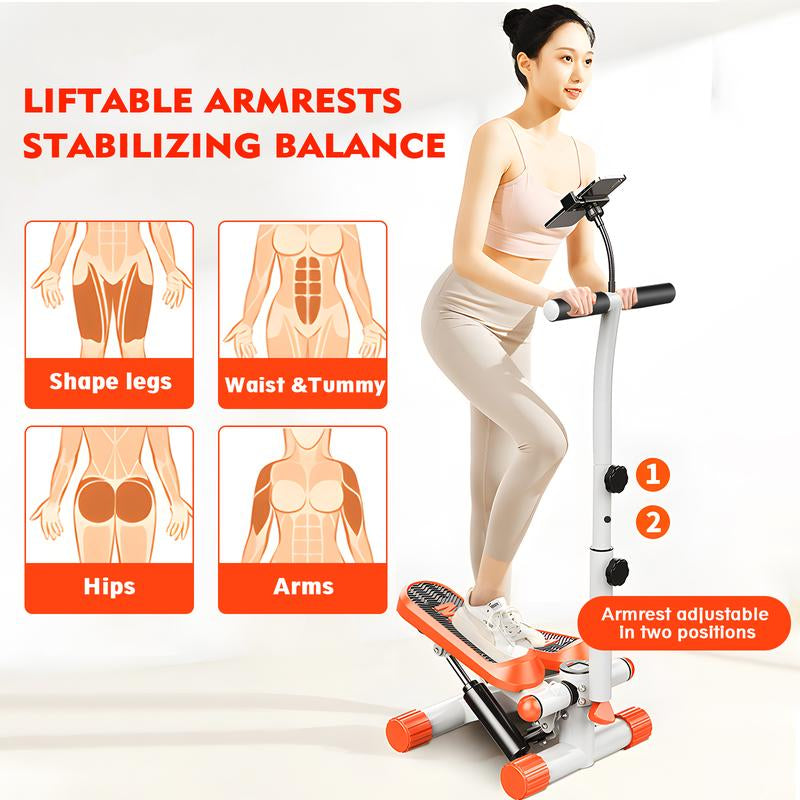 Mini Steppers for Exercise at Home, Mini Stair Stepper with Resistance Bands, with 330LBS Loading Capacity,With Handlebar, Full Body Cardio Equipment Strength Training Adjustable Height,Dual Hydraulic Drive Portable Beginner Friendly High Quality Machine