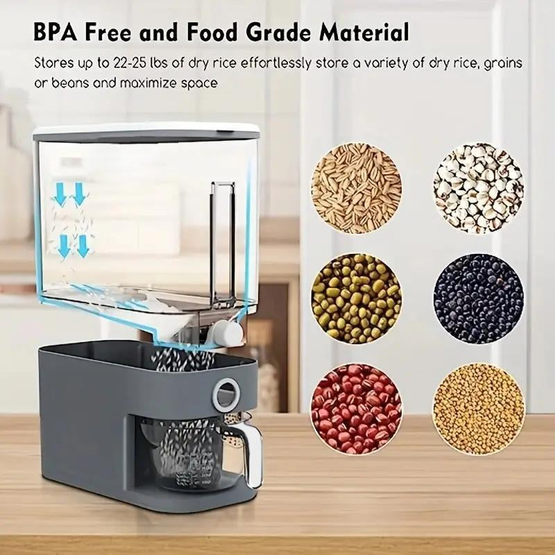 Large Capacity Rice Bucket, 1 Count Clear Scale Line Design Rice Storage Container, Food Storage Box with Measuring Cup for Home Use, Kitchen Accessories, 2024 Kitchen Gadgets, Dorm Essentials