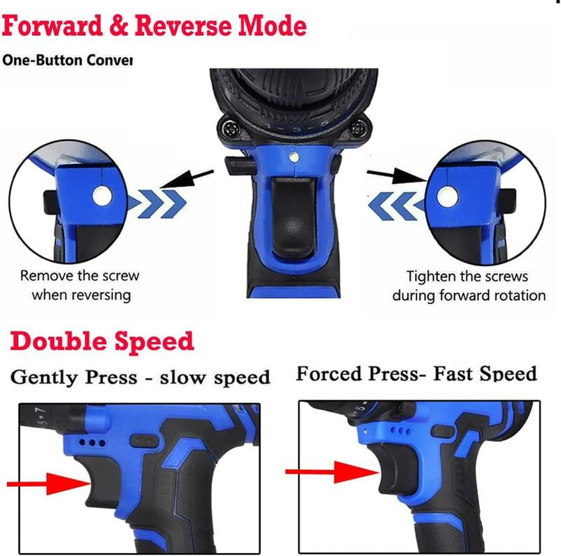 Cordless Drill Driver Set Electric Power Drill Set with 1 Battery & Charger, 3/8” Keyless Chuck, 2 Variable Speed, 400 In-Lb Torque, 25+1 Position and 26Pcs Drill/Driver Bits