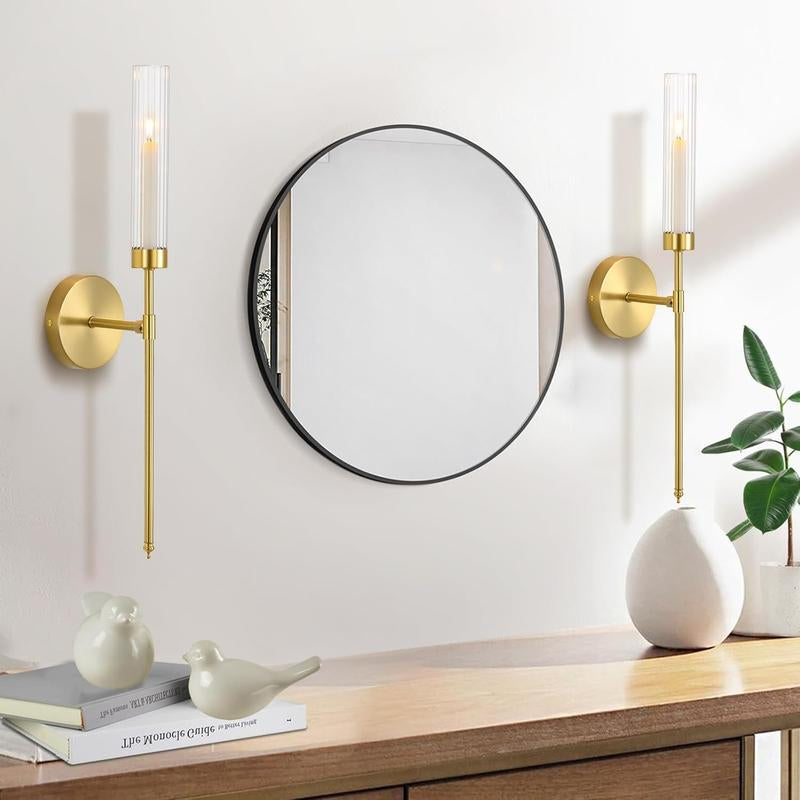 Gold Wall Candle Holder Long Wall Candle Sconces Set of 2 Large Wall Candle Sconce Rustic Home Wall Decoration for Living Room,Dining Room,Bedroom,Fireplace