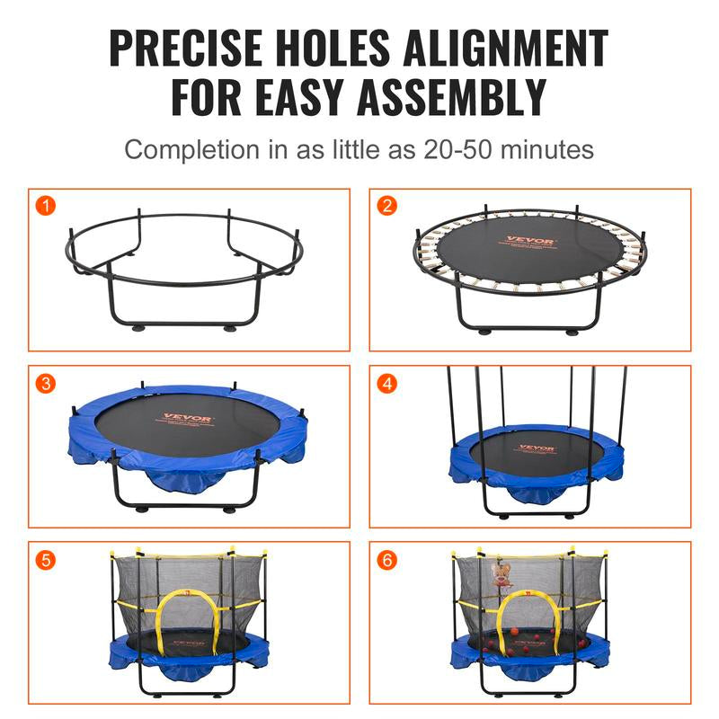 VEVOR 5FT Trampoline for Kids, 60" Indoor Outdoor Trampoline with Safety Enclosure Net, Basketball Hoop and Ocean Balls, Mini Toddler Recreational Trampoline Birthday Gifts for 3+ Years Kids