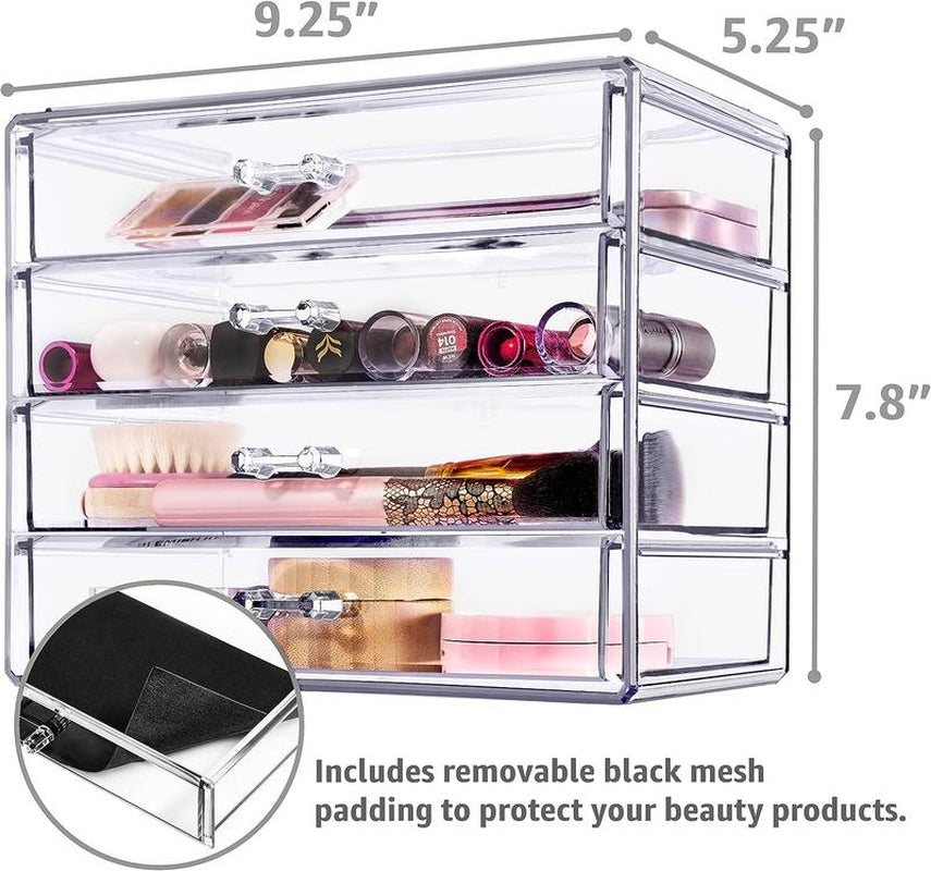 4 Drawer Acrylic Make up Organizers and Storage Box Boxes Brush Bath Cabinet Case