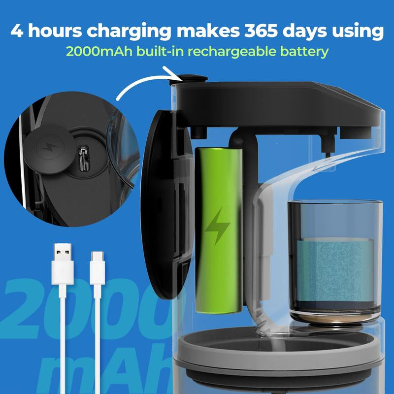 Automatic Mouthwash Dispenser 550Ml (19.35 Oz) for Bathroom with Magnetic Cups 3 Dispensing Levels Long Standby Time Black
