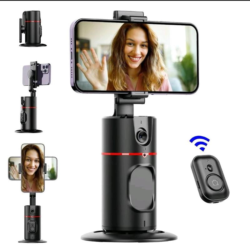 Gimbal Auto Face Tracking Combo Pack with Extendable Selfie Stick Tripod, Remote Control, and Dual LED Lights - 360° Rotatable Phone Stabilizer and Accessories for Smartphones