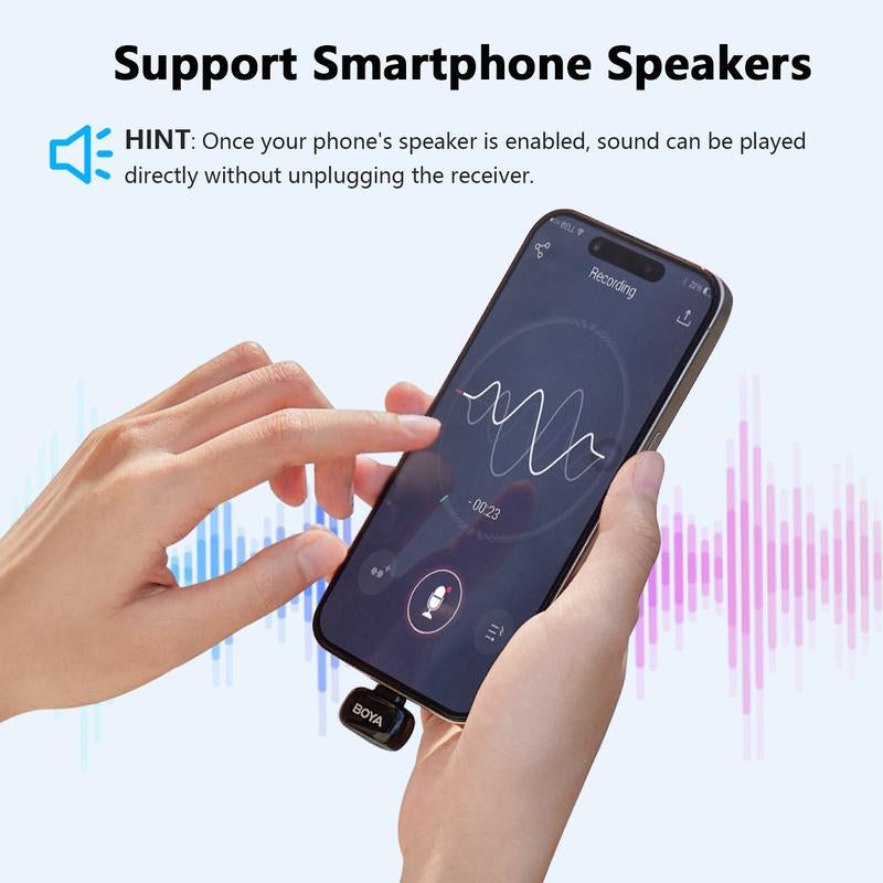 Boya Wireless Mini Lapel Microphone - Compact Noise-Cancelling Mic for Vlogging and Mobile Use