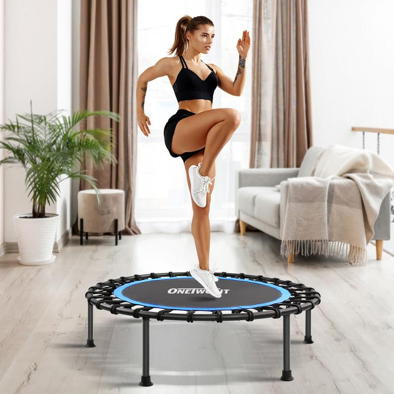 ONETWOFIT 42" Rebounder Trampoline for Adults, Silent Mini Trampoline Indoor Exercise Fitness Trampoline Bungee Rebounder Workout Max Load 330Lbs