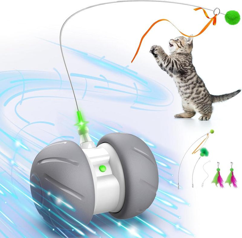 Interactive Cat Toys for Indoor Cats, Motion Activated Cat Toys, Automatic with Extra Longfeather Wand,Usb Rechargeable Durable Inflatable Interactive Cat Toys