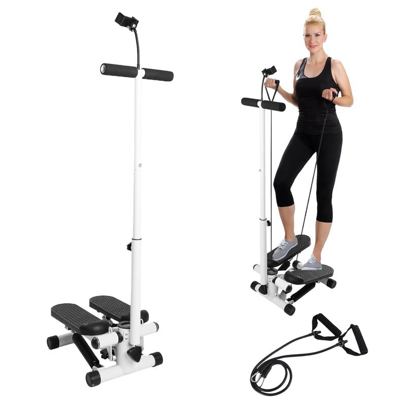 Mini Steppers for Exercise at Home, Mini Stair Stepper with Resistance Bands, with 330LBS Loading Capacity,With Handlebar, Full Body Cardio Equipment Strength Training Adjustable Height,Dual Hydraulic Drive Portable Beginner Friendly High Quality Machine