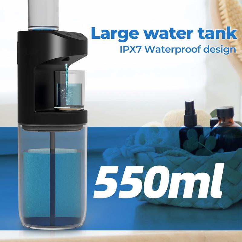 Automatic Mouthwash Dispenser 550Ml (19.35 Oz) for Bathroom with Magnetic Cups 3 Dispensing Levels Long Standby Time Black
