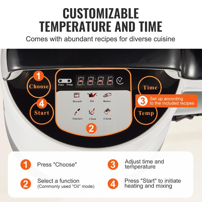 VEVOR Butter Maker Machine, 6 Functions Herbal Infuser, Magic Butter Machine & Oil Infusion Machine with Customizable Temperature and Time, Herbal Recipe Book & All Accessories Included