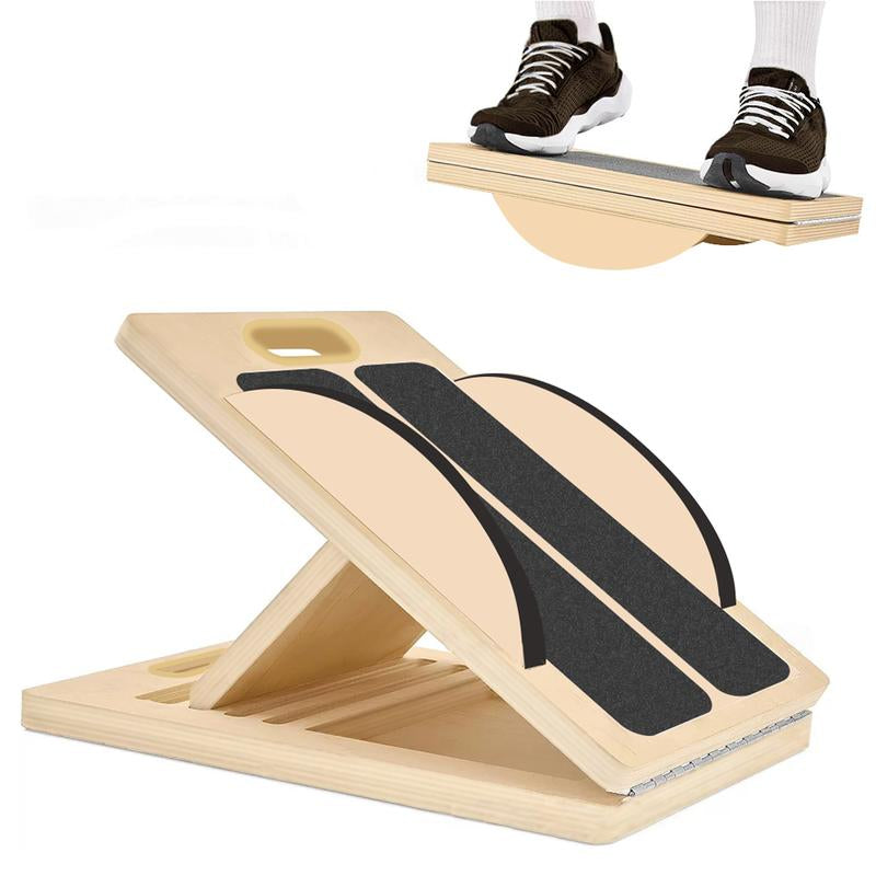 Adjustable Slant Board for Stretching & Physical Therapy – Durable Wooden Calf Stretcher with an Included Exercise Guide. Supports up to 300 Lbs—Perfect for Achilles Tendon Relief, Squats, and Leg Workouts. Portable and Versatile for Home or Gym Use.