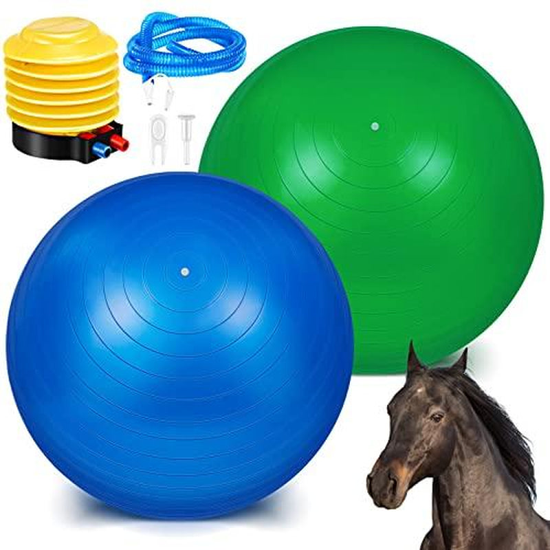 2 40 Inch Horse Ball for Play Large Big Equine Herding anti Burst Dog Soccer Giant Pump Included(40 Blue and Red)