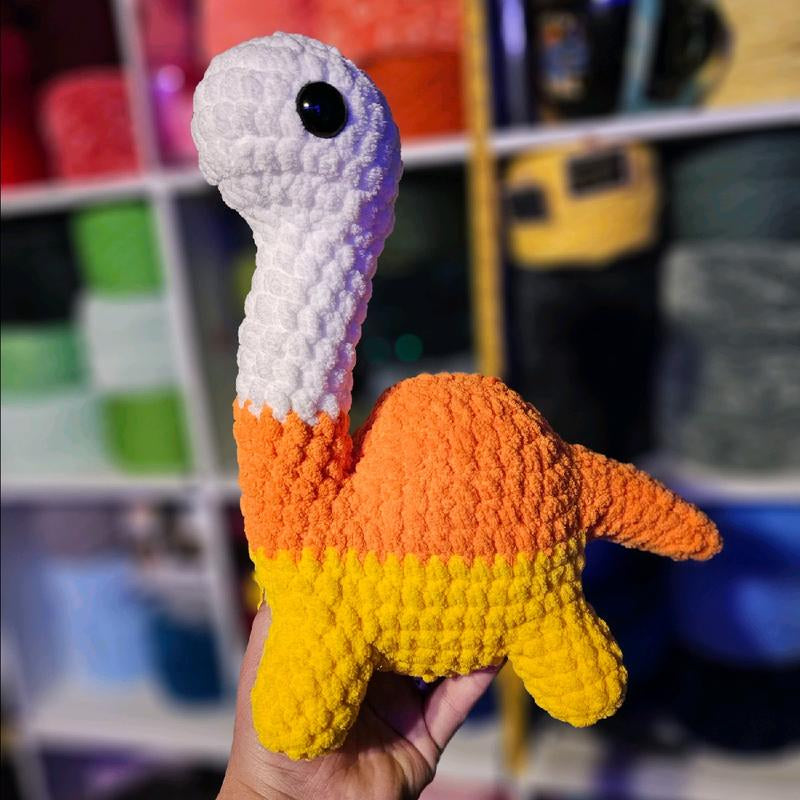 Crochet Candy Corn Bronto Plushie, Crochet Dinosaur Plushie