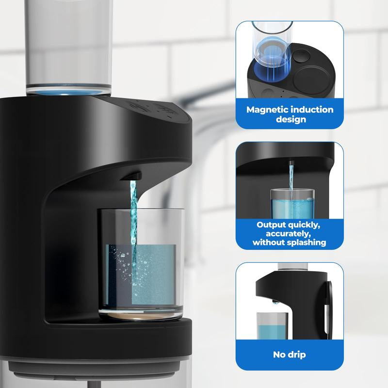 Automatic Mouthwash Dispenser 550Ml (19.35 Oz) for Bathroom with Magnetic Cups 3 Dispensing Levels Long Standby Time Black