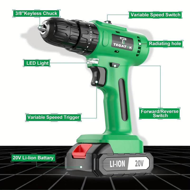 Most Repurchased 20V Lithium Electric Tool Hand Drill Electric Hand Drill Rechargeable Tool Lithium Battery Multi-Functional Impact Pistol Drill Electric Screwdriver Electric Power