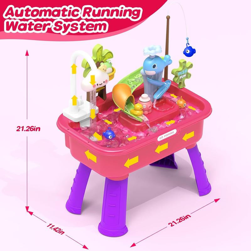 Halloween Fall Gifts Kitchen Play Sink Toys - 4-In-1 Electric Dishwasher Toy with Running Water for Kids - Animal, Food, Tableware Accessories, Color Changing 3 Years +