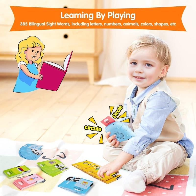 2024 Popular Top-Selling Bilingual English & Spanish Flash Cards for Toddlers, Audible Toys Learning Spanish for Kids Adults, Speech Therapy Toys, Educational Learning Talking Flash Cards 510 Sight Words, Study Card,Memory Card,Early Learning,Best Gift