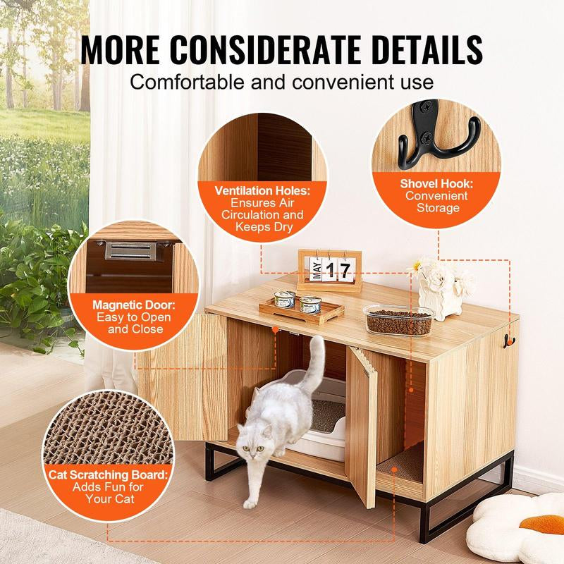 VEVOR Cat Litter Box Enclosure Hidden Litter Box Furniture 31.5"L X 20"W X 22"H