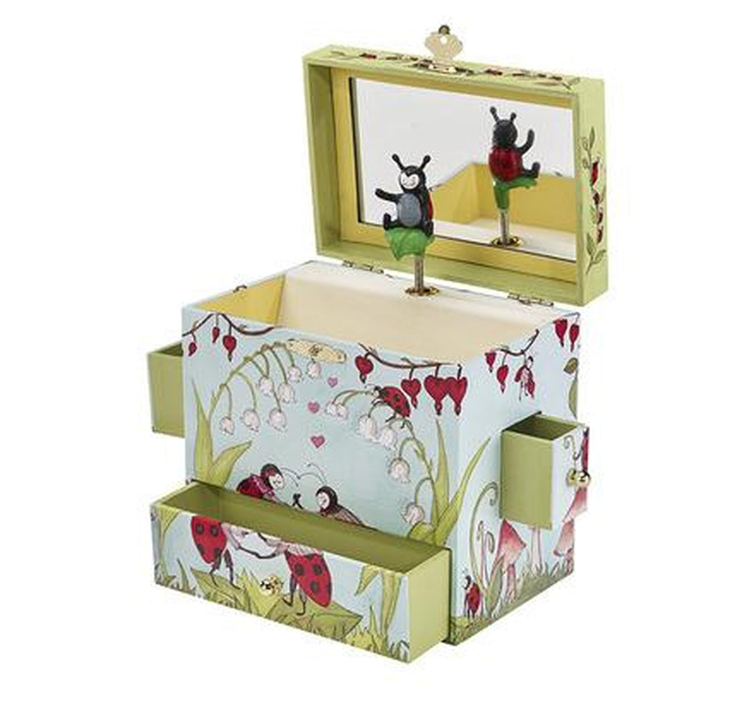 Enchantmints Lady Bugs Musical Jewelry Box – Kids' Treasure Organizer with 'Merrily We Roll Along' Tune. Perfect for Storing Necklaces, Bracelets, and Keepsakes. Ideal Gift for Birthdays, Holidays, and Special Occasions for Children Ages 3 and Up