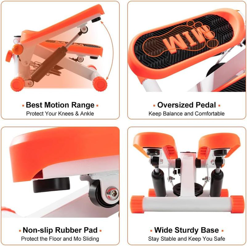 Mini Steppers for Exercise at Home, Mini Stair Stepper with Resistance Bands, with 330LBS Loading Capacity,With Handlebar, Full Body Cardio Equipment Strength Training Adjustable Height,Dual Hydraulic Drive Portable Beginner Friendly High Quality Machine