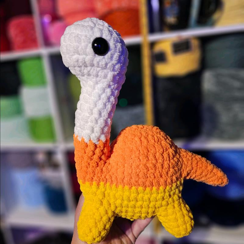 Crochet Candy Corn Bronto Plushie, Crochet Dinosaur Plushie