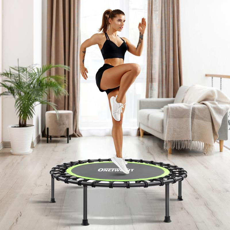 ONETWOFIT 42" Rebounder Trampoline for Adults, Silent Mini Trampoline Indoor Exercise Fitness Trampoline Bungee Rebounder Workout Max Load 330Lbs