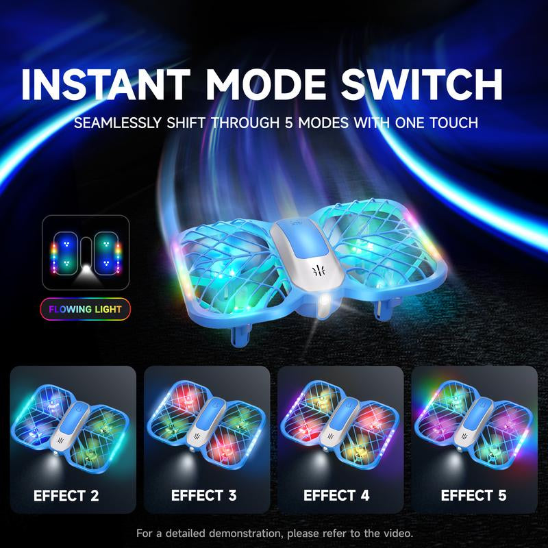 Uranhub Drones for Kids, Mini Drone with 5 Lighting Modes, 22-Min Flight Time RC Drone with 2 Batteries, 3D Flip, 3-Speed, Propeller Protection Cover