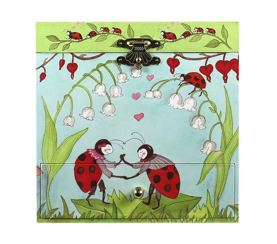 Enchantmints Lady Bugs Musical Jewelry Box – Kids' Treasure Organizer with 'Merrily We Roll Along' Tune. Perfect for Storing Necklaces, Bracelets, and Keepsakes. Ideal Gift for Birthdays, Holidays, and Special Occasions for Children Ages 3 and Up