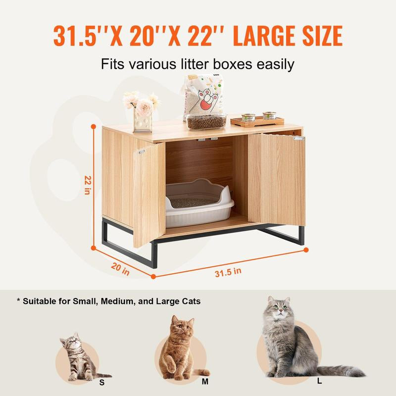 VEVOR Cat Litter Box Enclosure Hidden Litter Box Furniture 31.5"L X 20"W X 22"H