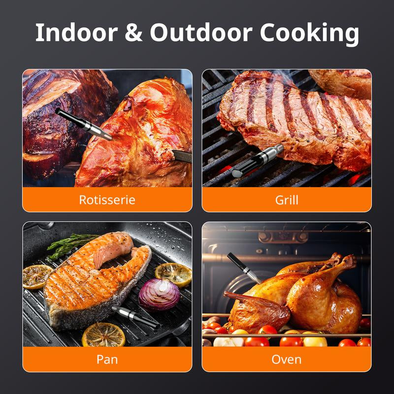 Wireless Meat Thermometer with Smart LCD Display Standalone Base, High Precision 5.4 Bluetooth Meat Thermometer with APP & Zirconia Ceramic Handle for BBQ Grill Oven Smoker Kitchen Utensils
