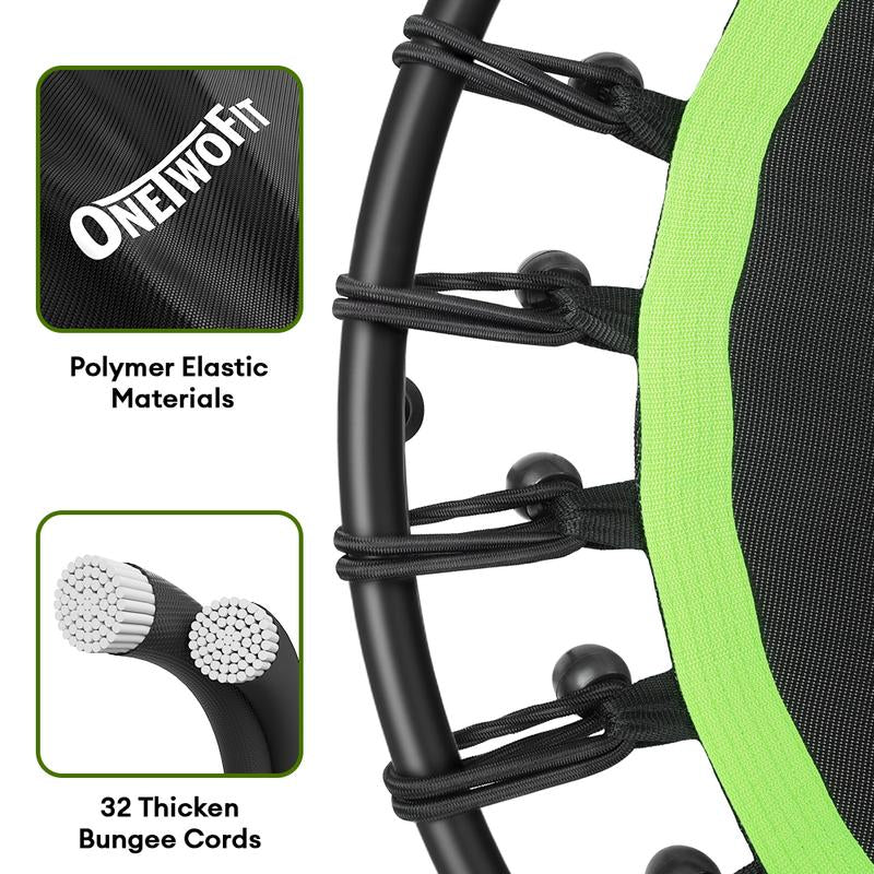 ONETWOFIT 42" Rebounder Trampoline for Adults, Silent Mini Trampoline Indoor Exercise Fitness Trampoline Bungee Rebounder Workout Max Load 330Lbs
