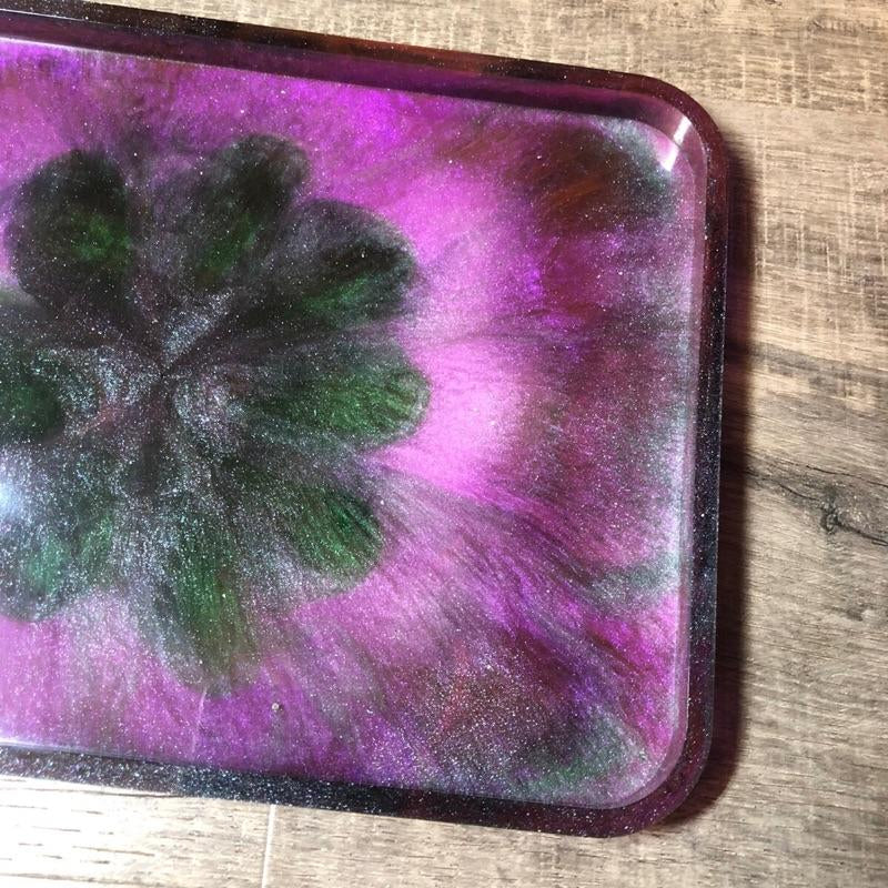 Mudita Colorful Distorted Flower Tray Resin Tray/Dish 9 X 6.5 X0.5 Inches - Home Supplies - Breakfast Trays -Home Decor - Accessories-Trinkets. Resin Miscellaneous Ashtray Plates Outdoor Decorative