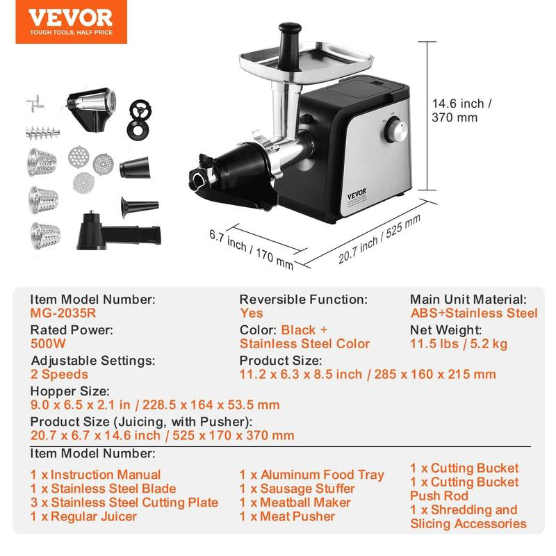 VEVOR 4.9 Lbs/Min Electric Tomato Strainer 500W Tomato Sauce Maker Machine Home