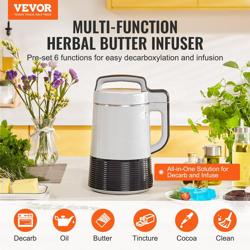 VEVOR Butter Maker Machine, 6 Functions Herbal Infuser, Magic Butter Machine & Oil Infusion Machine with Customizable Temperature and Time, Herbal Recipe Book & All Accessories Included