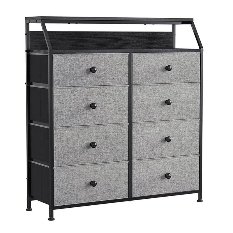 REAHOME 8 Drawer Wood Top Storage Dresser W/ 2 Drawer Organizers, Light Grey