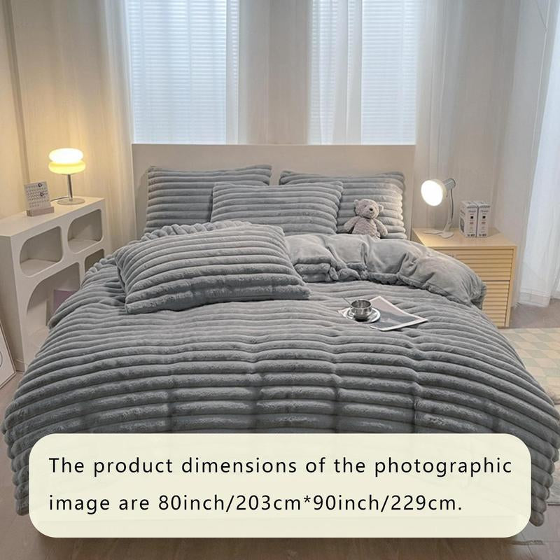 Solid Color Duvet Cover Set, 3 Counts/Set Including 1 Duvet Cover & 2 Pillowcase without Filler, Room Accessories Soft Comfortable Bedding Set for Home Bedroom Hotel, Washable Covers