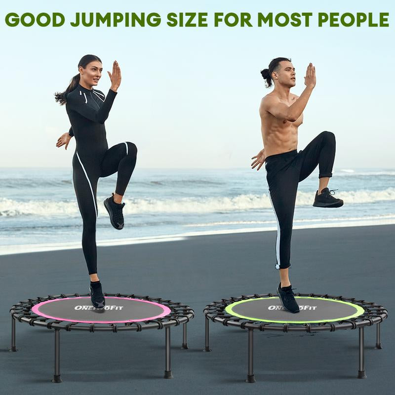 ONETWOFIT 42" Rebounder Trampoline for Adults, Silent Mini Trampoline Indoor Exercise Fitness Trampoline Bungee Rebounder Workout Max Load 330Lbs