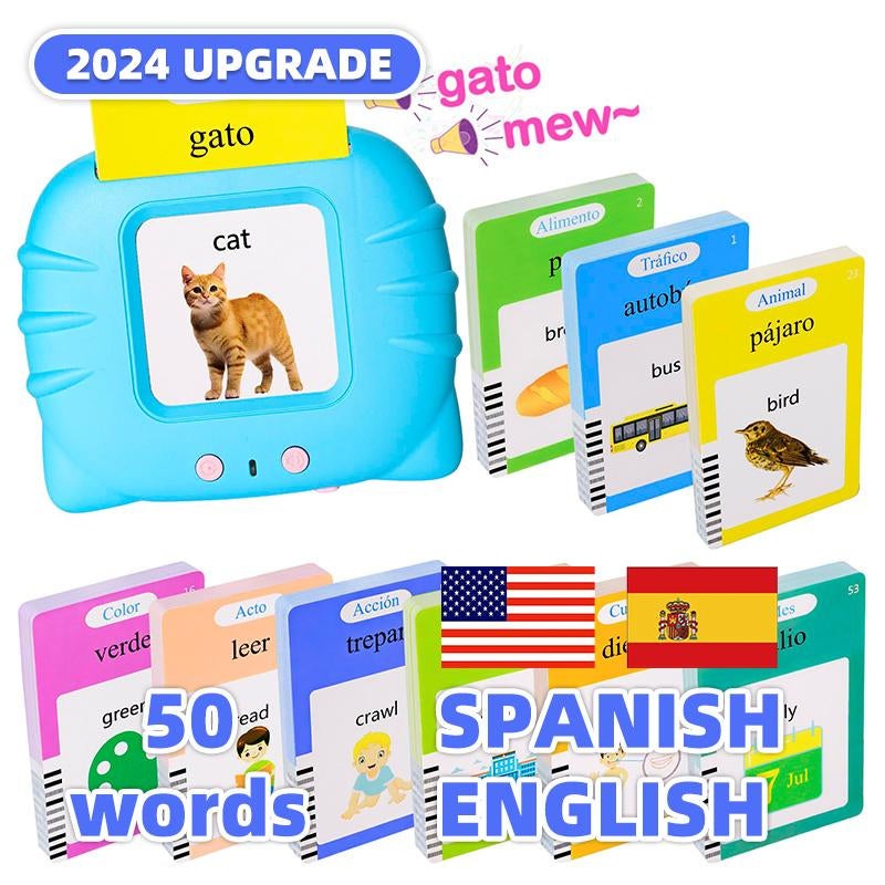 2024 Popular Top-Selling Bilingual English & Spanish Flash Cards for Toddlers, Audible Toys Learning Spanish for Kids Adults, Speech Therapy Toys, Educational Learning Talking Flash Cards 510 Sight Words, Study Card,Memory Card,Early Learning,Best Gift